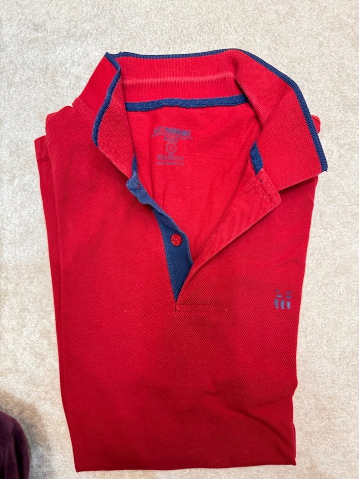 Kısa Kollu Kırmızı Süet Polo Tişört - Görsel 5