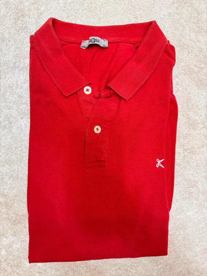 Kısa Kollu Kırmızı Süet Polo Tişört - Görsel 4