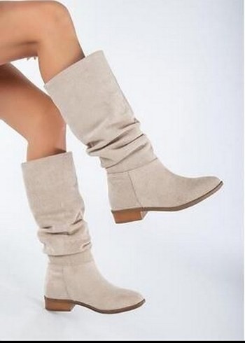 Bej Pilili Kadın Dizüstü Çizme - Görsel 2