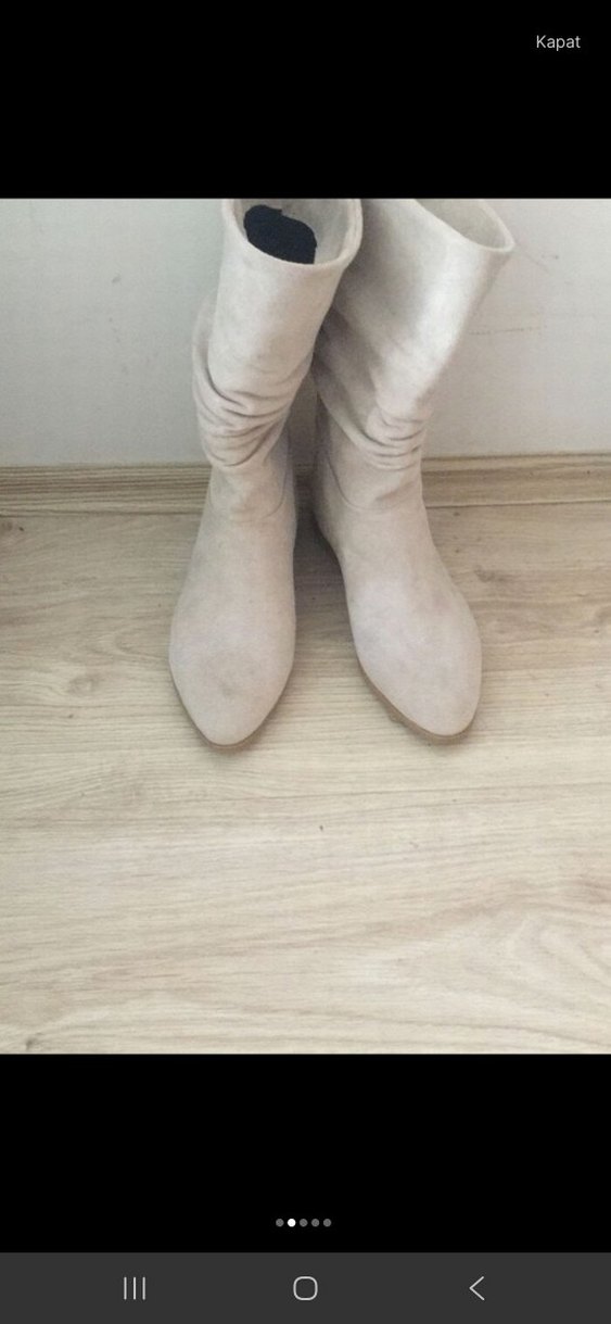 Bej Pilili Kadın Dizüstü Çizme - Görsel 4