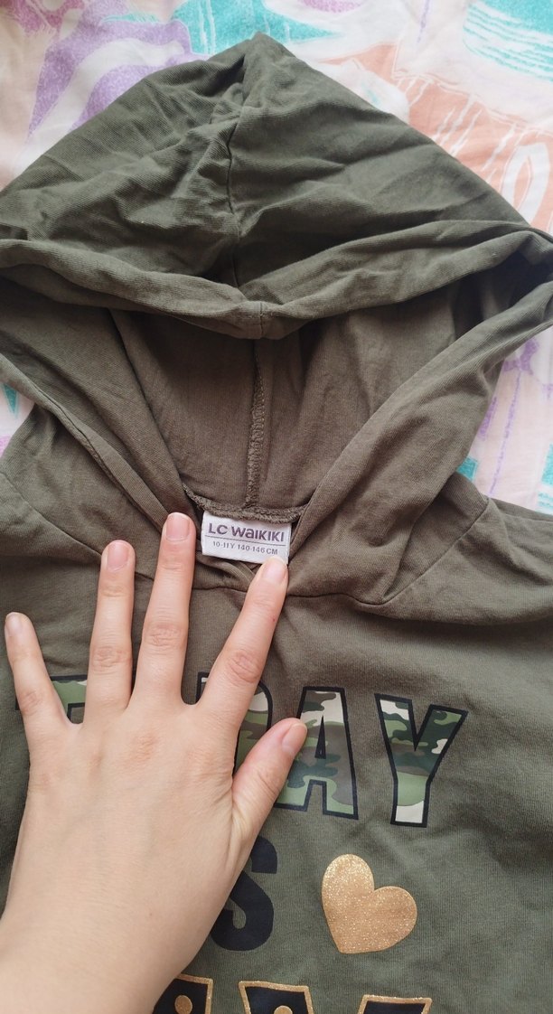 Kız Çocuk Kapüşonlu Uzun Kollu Sweatshirt - Görsel 2