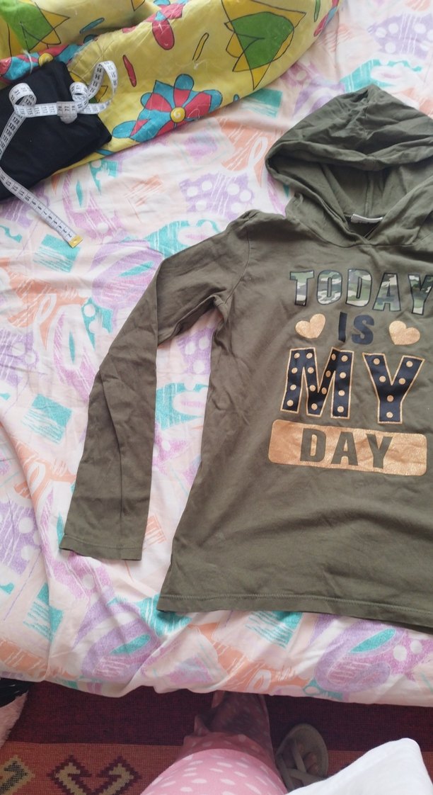 Kız Çocuk Kapüşonlu Uzun Kollu Sweatshirt - Görsel 3