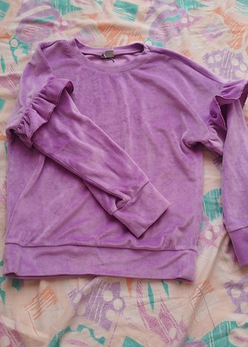 Diğer Mor Tie-Dye Bol Kesim Sweatshirt ve Eşofman