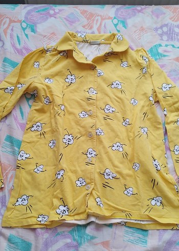 Diğer Sarı Desenli Kadın Pijama Takımı