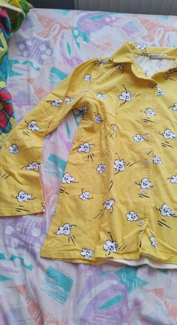 Sarı Desenli Kadın Pijama Takımı - Görsel 4