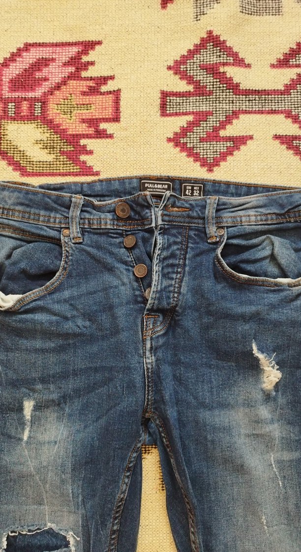 Kadın Renkli Bol Kesim Denim Jean - Görsel 2