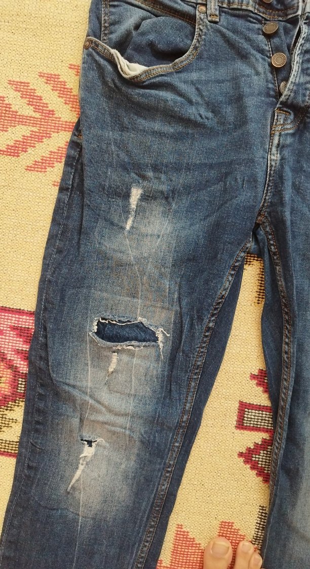 Kadın Renkli Bol Kesim Denim Jean - Görsel 3