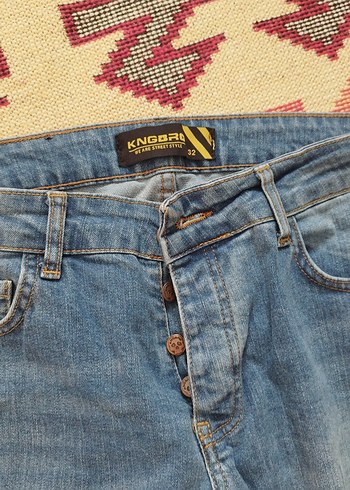 Renkli Çizgili Yırtık Detaylı Kadın Kot Pantolon - Görsel 2