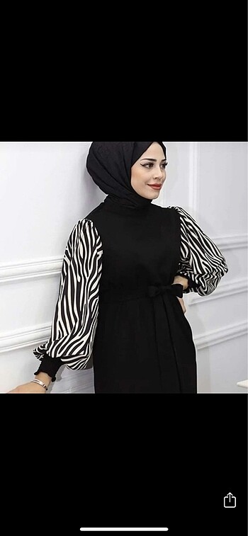 Trendyol & Milla MODEST TESETTÜR ELBİSE ZEBRA SİYAH