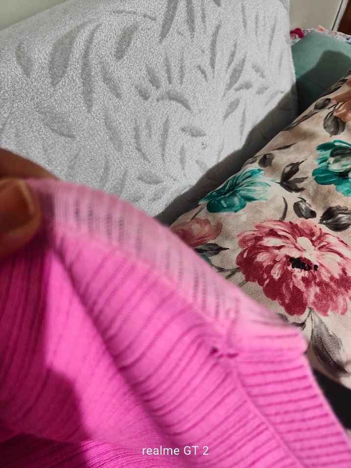 Pembe Kısa Kollu Triko Kazak - Görsel 4