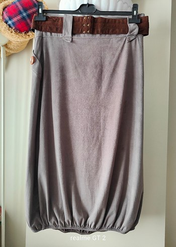 Kemerli süet etek - Görsel 3