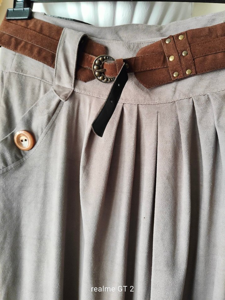 Kemerli süet etek - Görsel 2