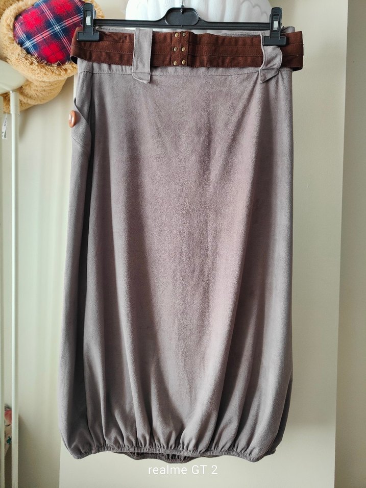 Kemerli süet etek - Görsel 3