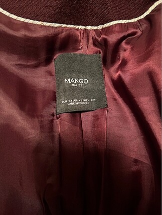 s Beden bordo Renk Mango Az Kullanılmış Bordo Kaşe Kuşaklı Kaban