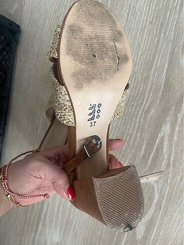 Hasır Görünümlü Topuklu Ayakkabı - Görsel 6