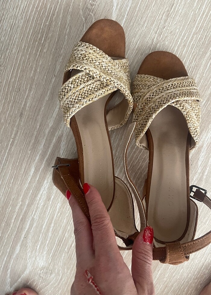 Hasır Görünümlü Topuklu Ayakkabı - Görsel 4