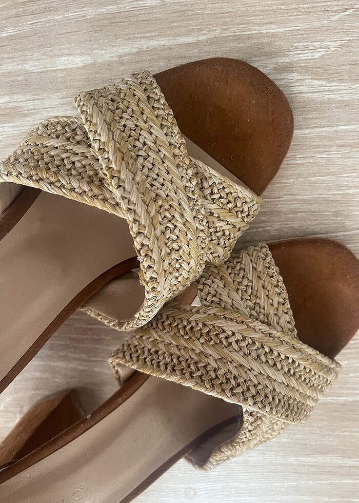 Hasır Görünümlü Topuklu Ayakkabı - Görsel 5