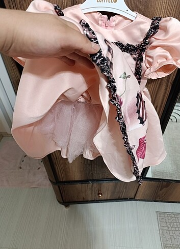 24-36 Ay Beden pembe Renk Dondurma Desen Prenses Elbise