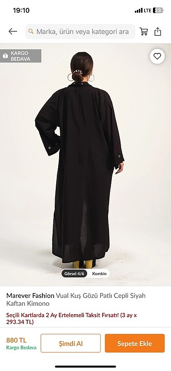 diğer Beden siyah Renk Marever fashion siyah kaftan kimono
