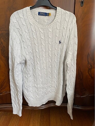 Ralph Lauren saç örgüsü gri kazak