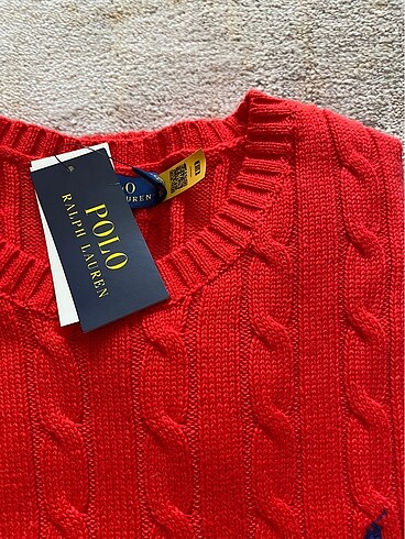 xl Beden kırmızı Renk Ralph Lauren kırmızı kısa kollu triko kazak