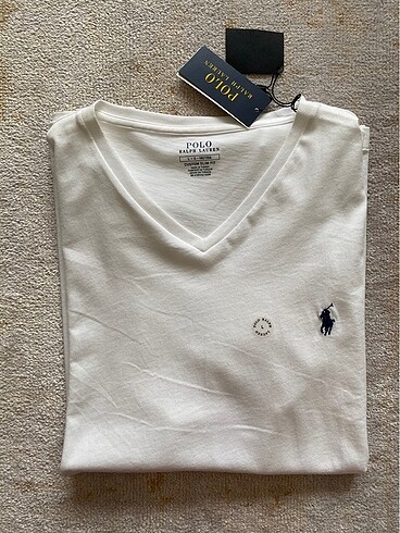 l Beden Ralph Lauren beyaz erkek tişört V yaka