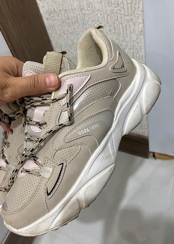 Bej Kadın Stiletto Topuklu Spor Ayakkabı - Görsel 4