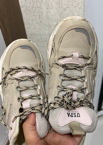 Bej Kadın Stiletto Topuklu Spor Ayakkabı - Görsel 5