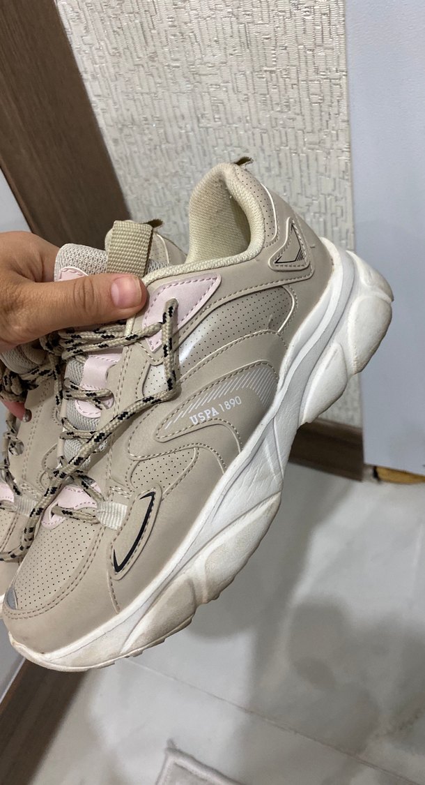 Bej Kadın Stiletto Topuklu Spor Ayakkabı - Görsel 4