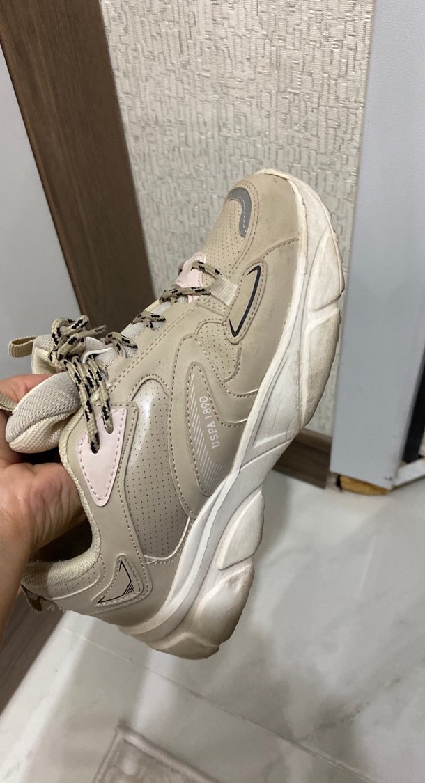 Bej Kadın Stiletto Topuklu Spor Ayakkabı - Görsel 3