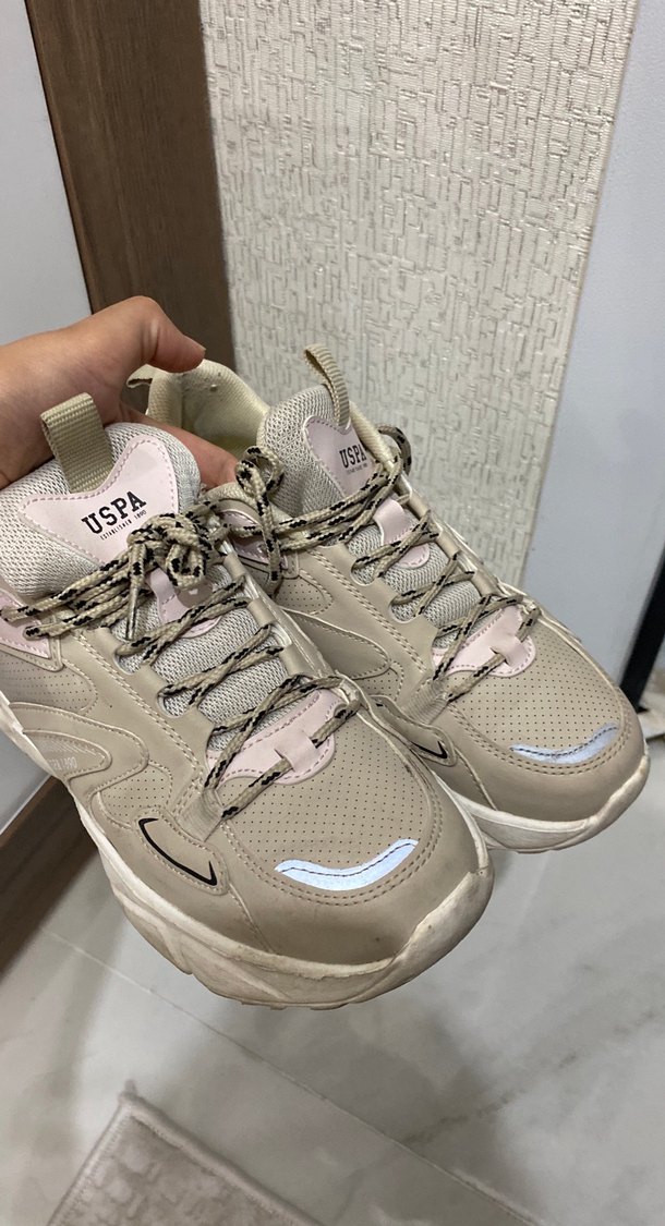 Bej Kadın Stiletto Topuklu Spor Ayakkabı - Görsel 2