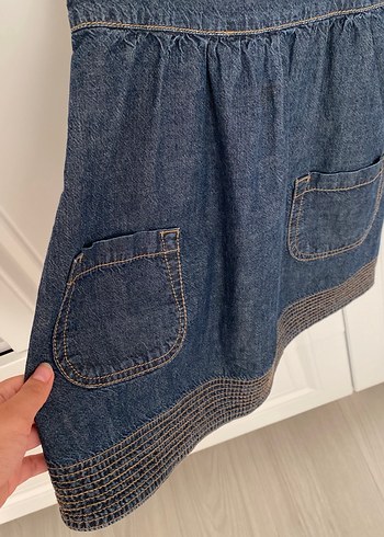 Benetton Kız Çocuk Kot Elbise Düğmeli Askılı