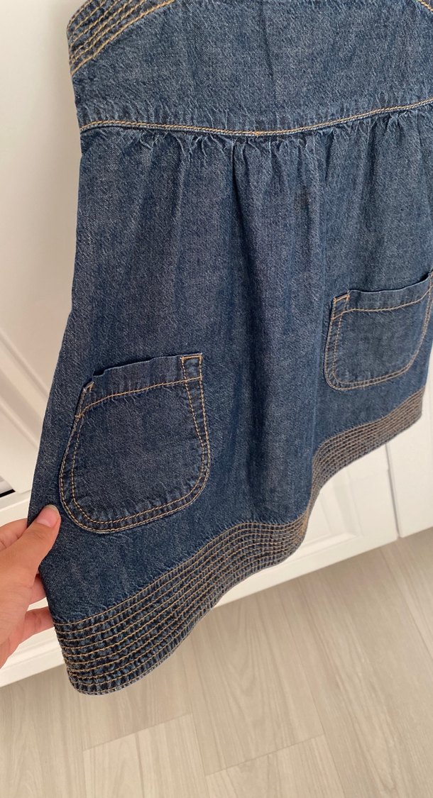 Kız Çocuk Kot Elbise Düğmeli Askılı - Görsel 2