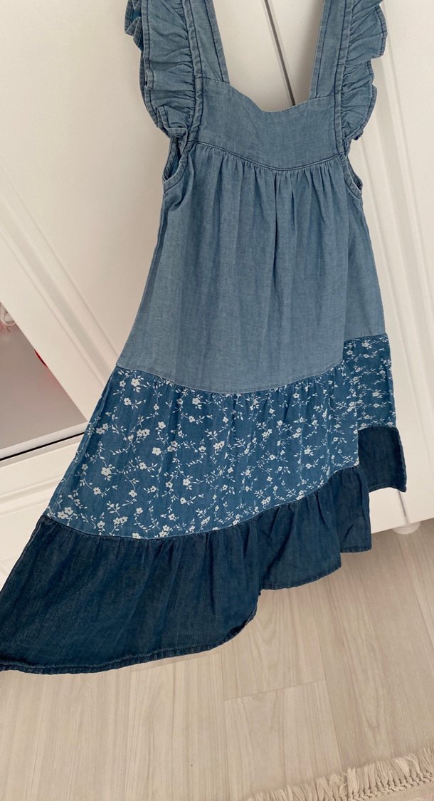 Kız Çocuk Denim Fırfırlı Elbise - Görsel 2