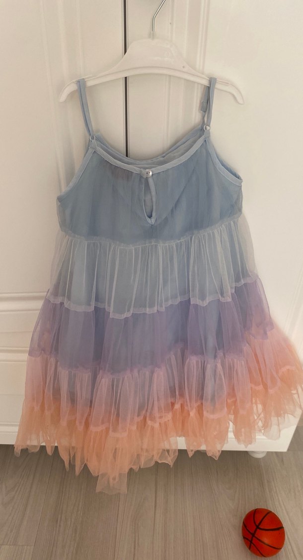 Çok Renkli Kat Kat Kız Elbisesi - Görsel 4