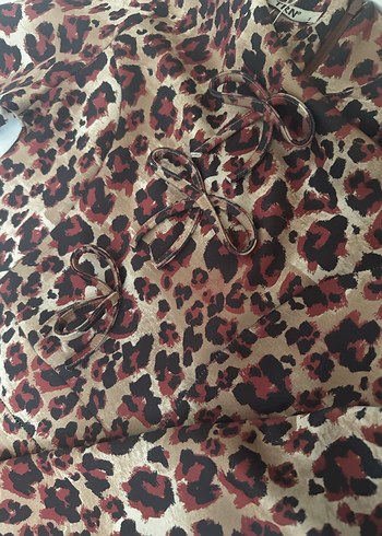 Kahverengi Leopar Desenli Uzun Bohem Elbise - Görsel 3