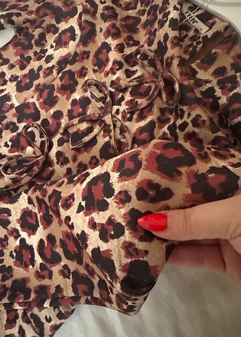 Kahverengi Leopar Desenli Uzun Bohem Elbise - Görsel 4