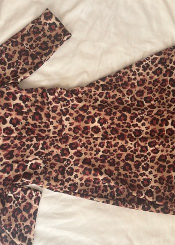 Kahverengi Leopar Desenli Uzun Bohem Elbise - Görsel 5