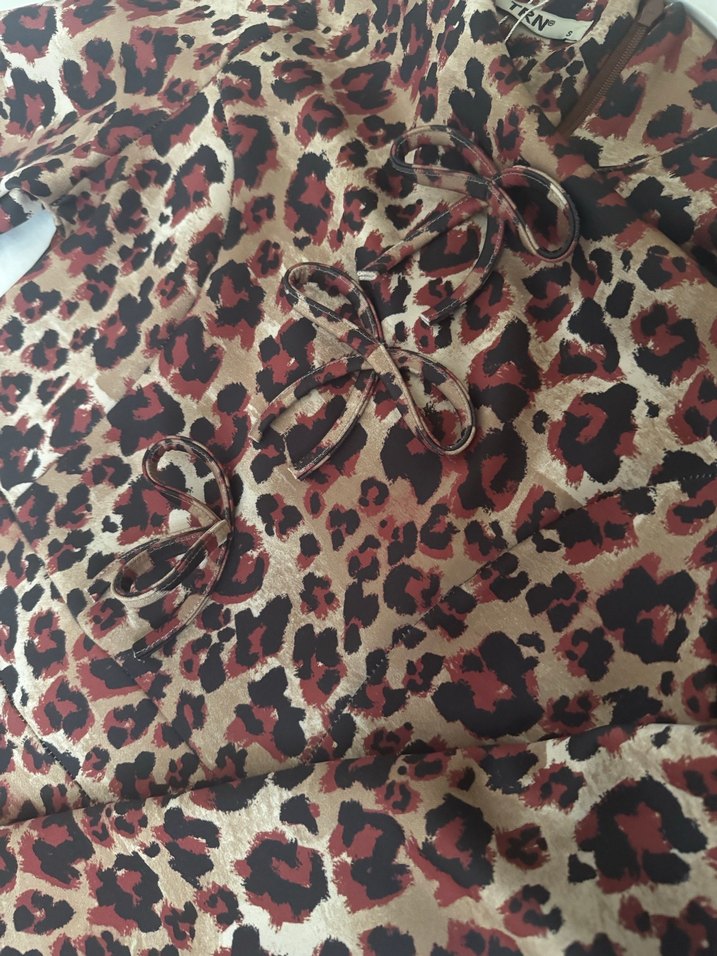 Kahverengi Leopar Desenli Uzun Bohem Elbise - Görsel 3