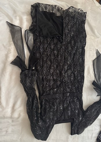 Siyah Pilili Uzun Abiye Elbise - Görsel 2