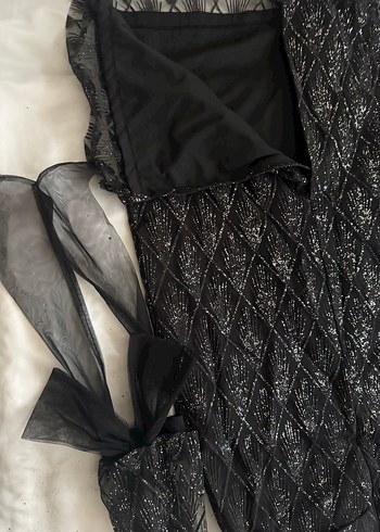 Siyah Pilili Uzun Abiye Elbise - Görsel 3