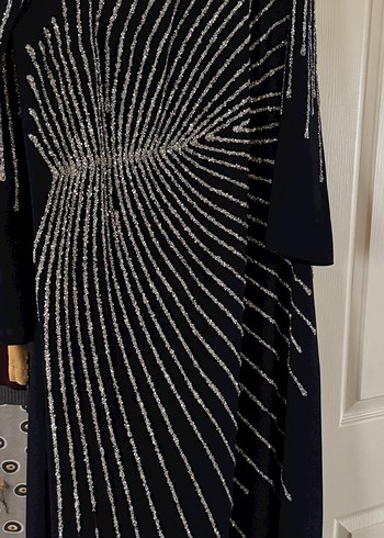 Parlak İşlemeli Lacivert Kadın Abiye Elbise - Görsel 5