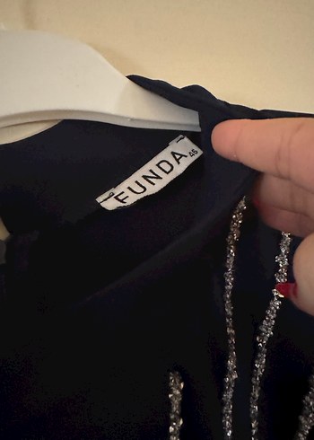 Parlak İşlemeli Lacivert Kadın Abiye Elbise - Görsel 4