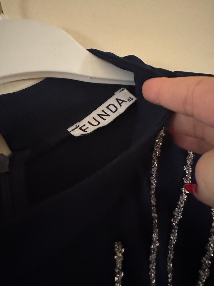 Parlak İşlemeli Lacivert Kadın Abiye Elbise - Görsel 4