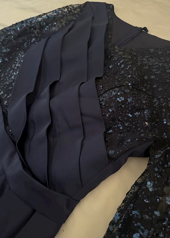 Lacivert Kuyruklu  Uzun Abiye Elbise - Görsel 3