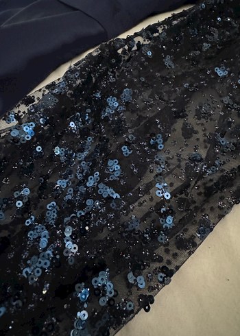 Lacivert Kuyruklu  Uzun Abiye Elbise - Görsel 5