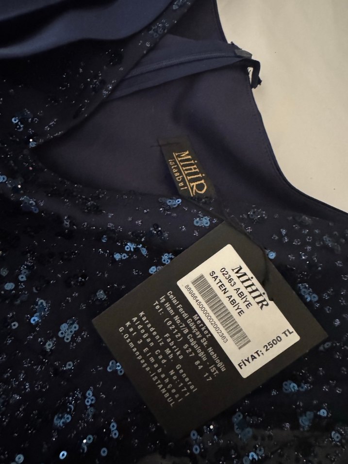 Lacivert Kuyruklu  Uzun Abiye Elbise - Görsel 2