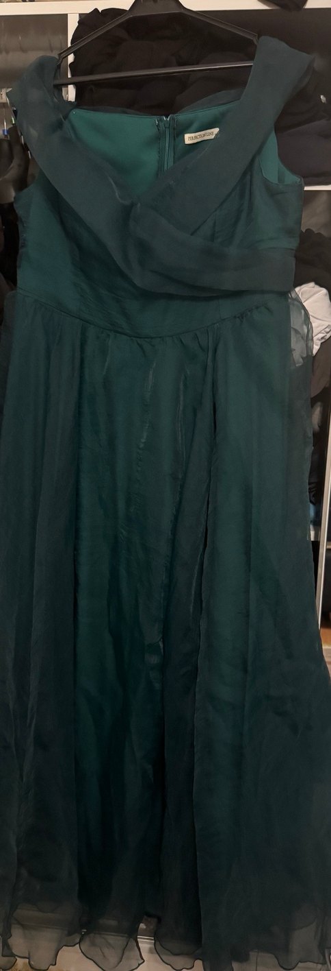 Yeşil Drapeli Uzun Straplez Kadın Elbise - Görsel 5