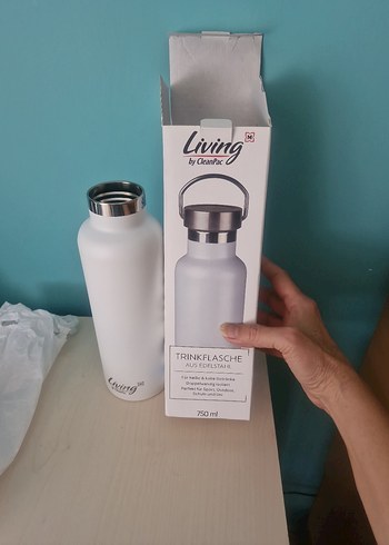 Beyaz Çelik Termos Matara - Görsel 3