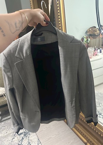 Gri Düğmeli Kadın Blazer Ceket - Görsel 2